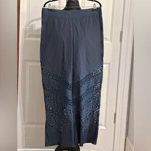 XCVI cotton embroidered navy pants